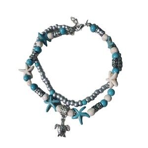 Bohemian Style Turtle Shape Pendant Anklet Stackable Barefoot Beach Ankle Bracel